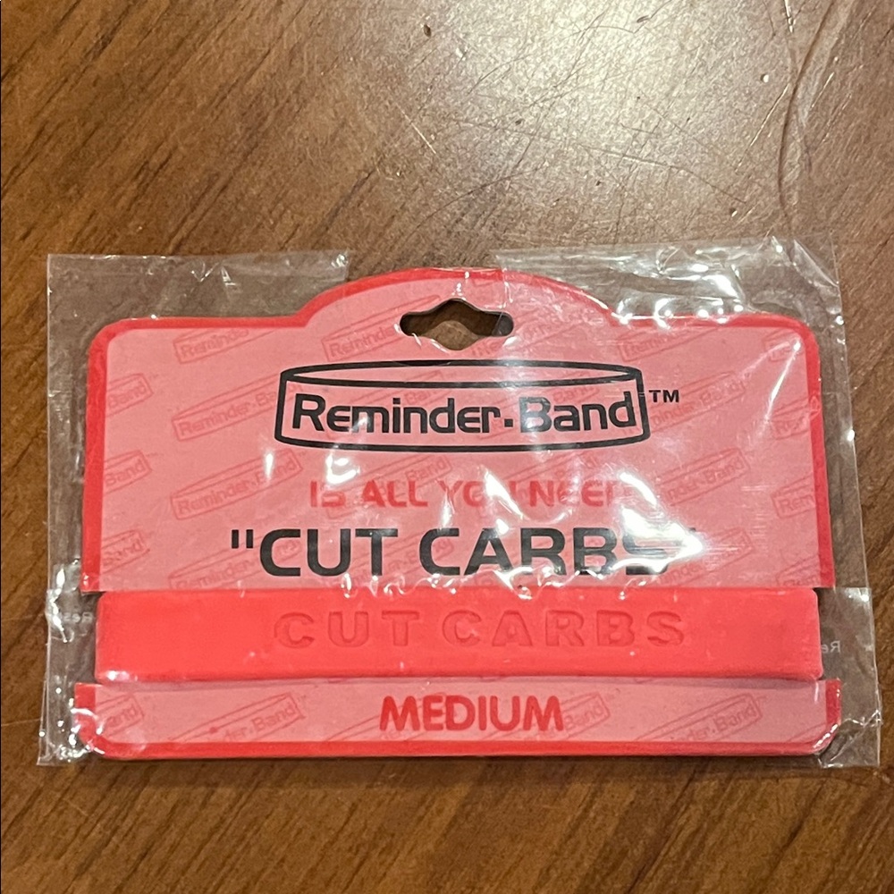 Cut Carbs Reminder Band Baller ID Wristband red Medium new
